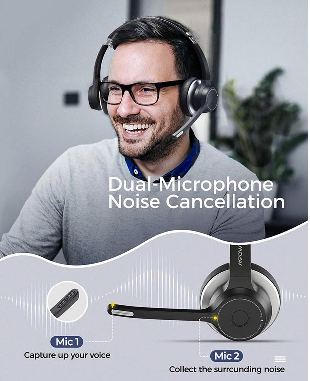 General - Casque Bluetooth V5.0, casque sans fil avec microphone