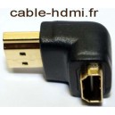 Adaptateur HDMI angle droit male - femelle - plaqué OR