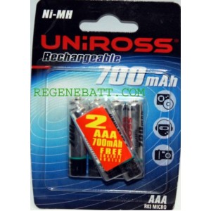 Piles rechargeables UNIROSS AAA 700mAh NiMH Telephone (x6)