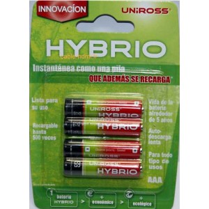 Piles rechargeables Uniross AAA Conserve Charge 1 an (x4/x8)