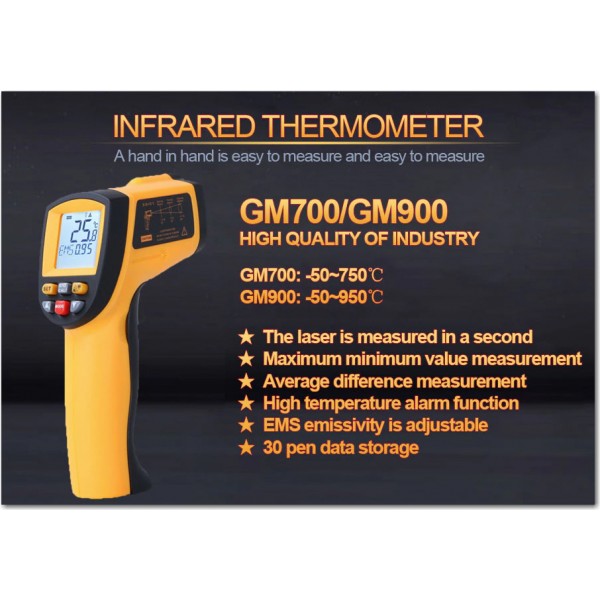 Thermomètre Infrarouge Visée laser et Ecran LCD - Combisteel - Plastique  95x43x156mm - Thermomètre de cuisine - Achat & prix